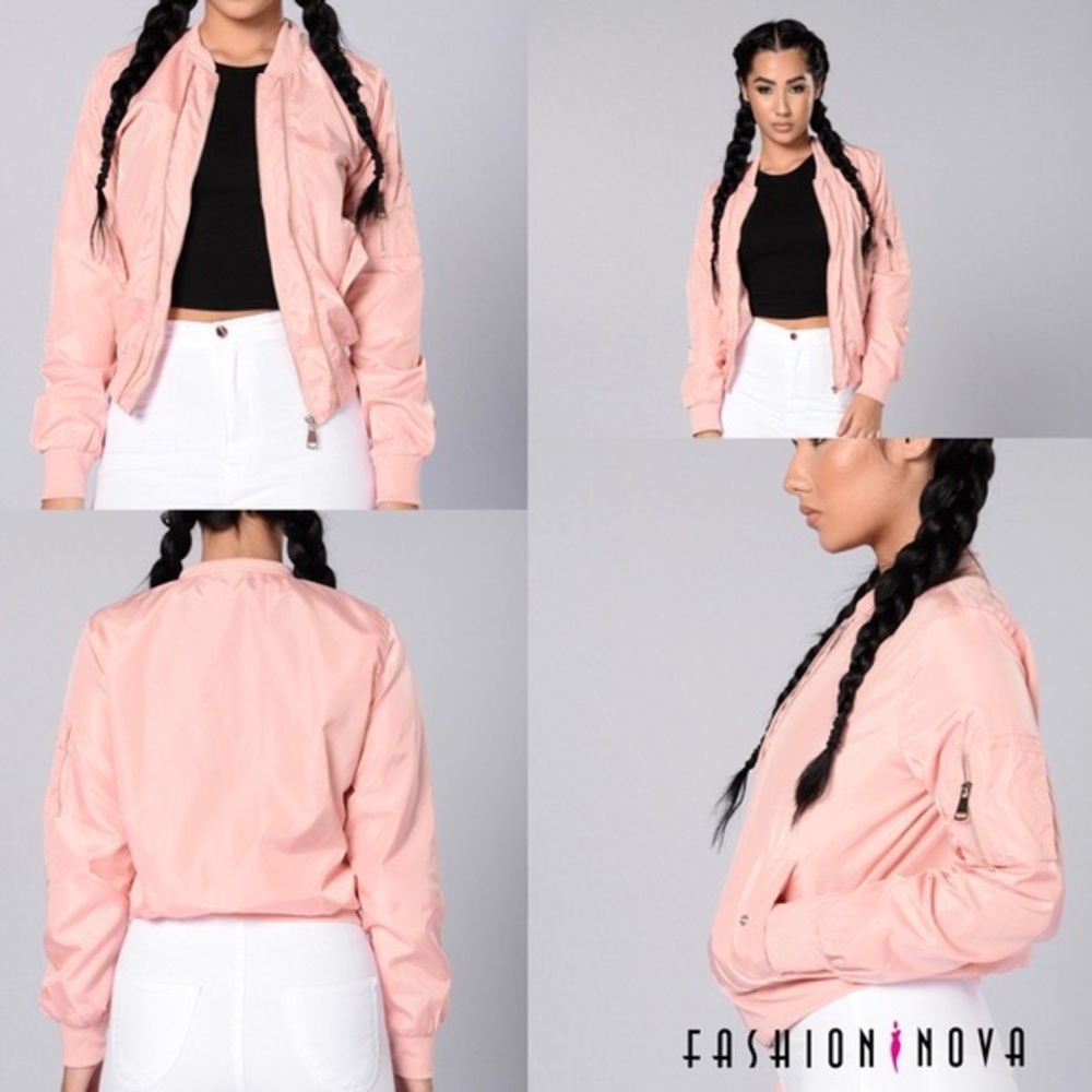 NWT Fashion Nova blush bomber jacket | Size L